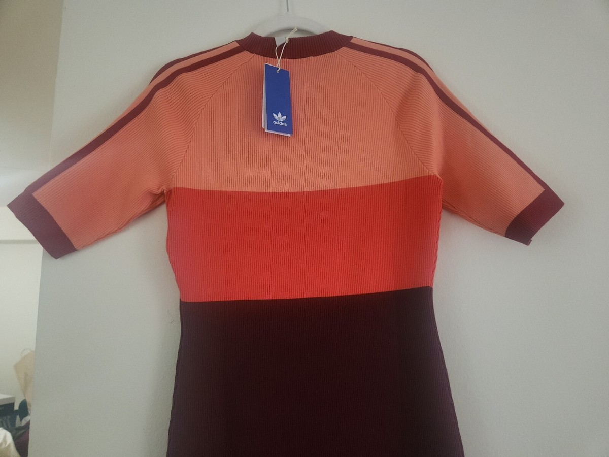 Adidas X KSENIASCHNAIDER Tricolor Knit Dress Coral Fusion