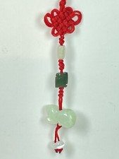 Hand Carved Natural Jade Chinese Zodiac Dog Pendant Knotted CellPhone Car Charm