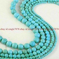 Natural 6/8/10/12mm Blue Turquoise Round Gemstone Loose Beads 15'' AAA