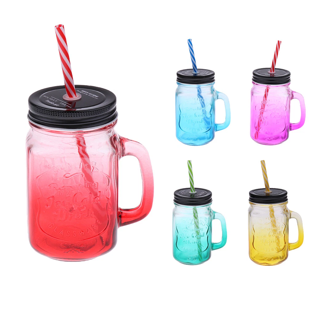 Trinkgläser Mit Henkel, Deckel & Strohhalm – 4er Set à 0,5l Von Flirt, Perfekt Für Drinks Zu Hause