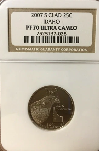 2007-S CLAD IDAHO QUARTER GRADED PF 70 ULTRA CAMEO BY NGC