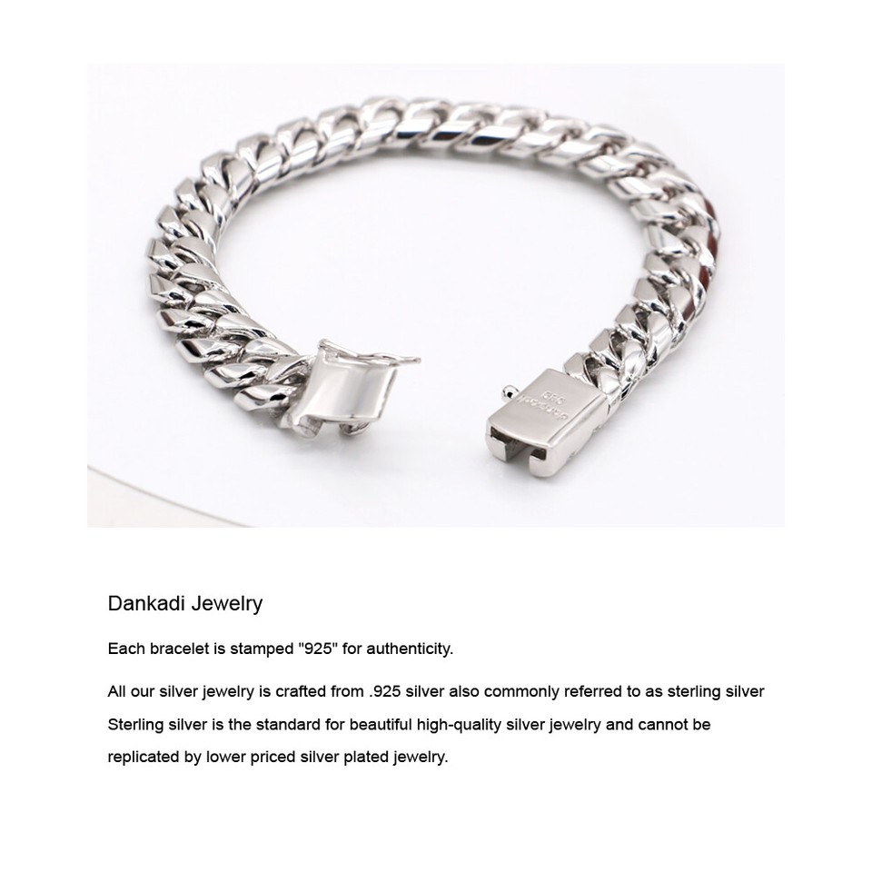 925 Sterling Silver 13.5mm Cuban Link Chain Bracelet 7"-10" For Men Boys Women E - Foto 9