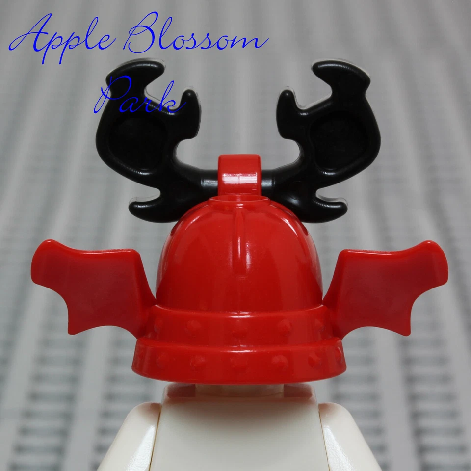 LEGO Ninjago WARRIOR HELMET Ninja Kozu Minifig Red Chin Guard Black Horns 70504 - Image 3 of 4