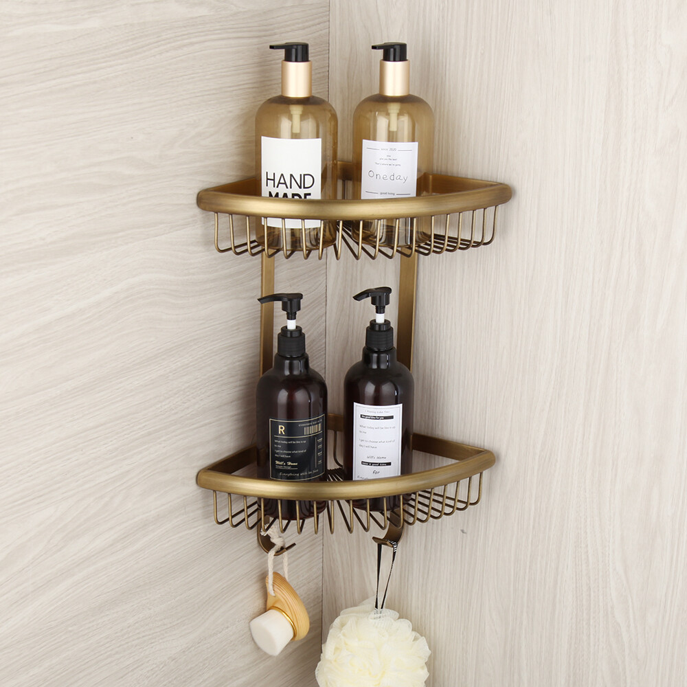 Bathroom Antique Brass Layer Shelf Storage Holder Wall Mounted