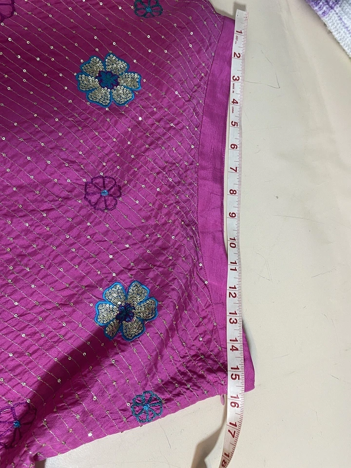 Stunning Long Pink Bohemian Silk Skirt 32” Waist - Image 3 of 4