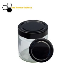 96 x HONIGGLAS DEEP Twist Off 250G KARTON mit Metalldeckel SCHWARZ Feinkostglas