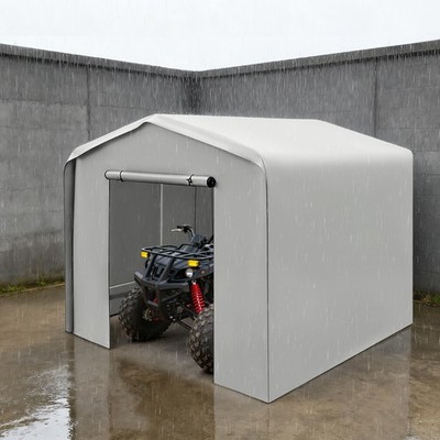 Outdoor Storage Shed Carport with Roll-up Door, Carport for Motorcycle, Bike