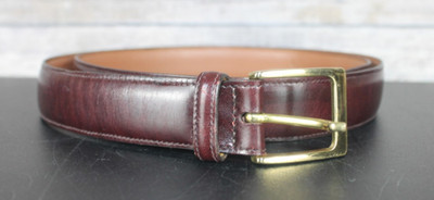 Trafalgar Cortina Burgundy Leather Dress Belt Men Size 44 Bos Indicus Khalmagar