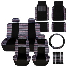 Fh Group Full Set Southwestern Print Cloth Car Seat Covers Combo Lavander