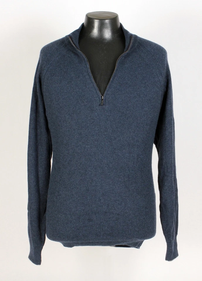 Loro Piana 100% Cashmere 1/2 Zip Sweater - Blue - XL - $2250 Retail - Image 2 of 4