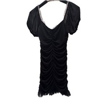 Black Ruched sexy maid Mini Bodycon Dress costume 