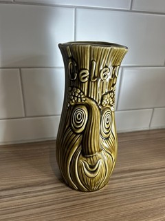 1970s Retro Sadler Celery Face Pot | Vintage Green Storage | Double Sided Vase