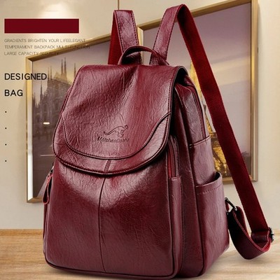 Luxury Women Genuine Leather Backpack Fashion Designer Female Soft Cow
