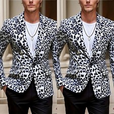 Leopard Print Men's Suit Streetshot Jacket Dance Prom Outfits Party Blazer 2Pcs
