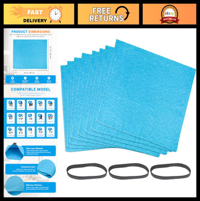 8 Pack Reusable Dry Filter Replacement for 1-6 Gallon Wet/Dry Vacuum + 3 Bands