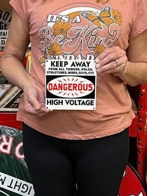 Vintage Style Metal Sign Danger High Voltage NOT Porcelain 6x6 Made USA