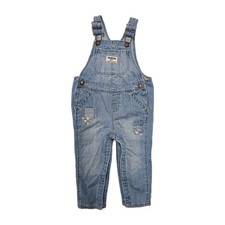 OshKosh B'gosh Baby Girls 12M Floral Patchwork Denim Overalls Blue Cotton Spring