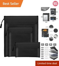 3Pack Fireproof Faraday Bag for Laptops, Tablets, Radio, Cell Phone, Car Keys, R