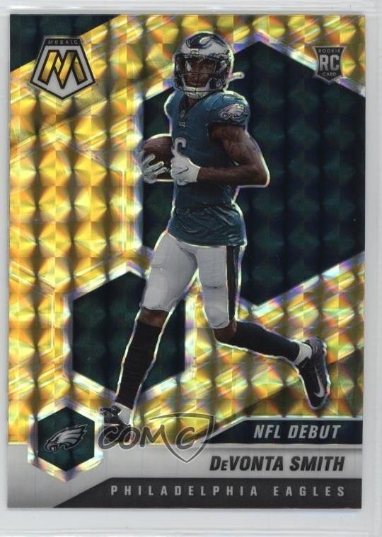 2021 Panini Mosaic NFL Debut Reactive Yellow Prizm DeVonta Smith #246 10zi