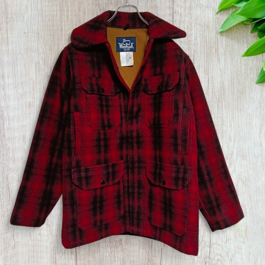 Woolrich 90s Made in USA Mackinaw Wool Jacket Red/Black M Used