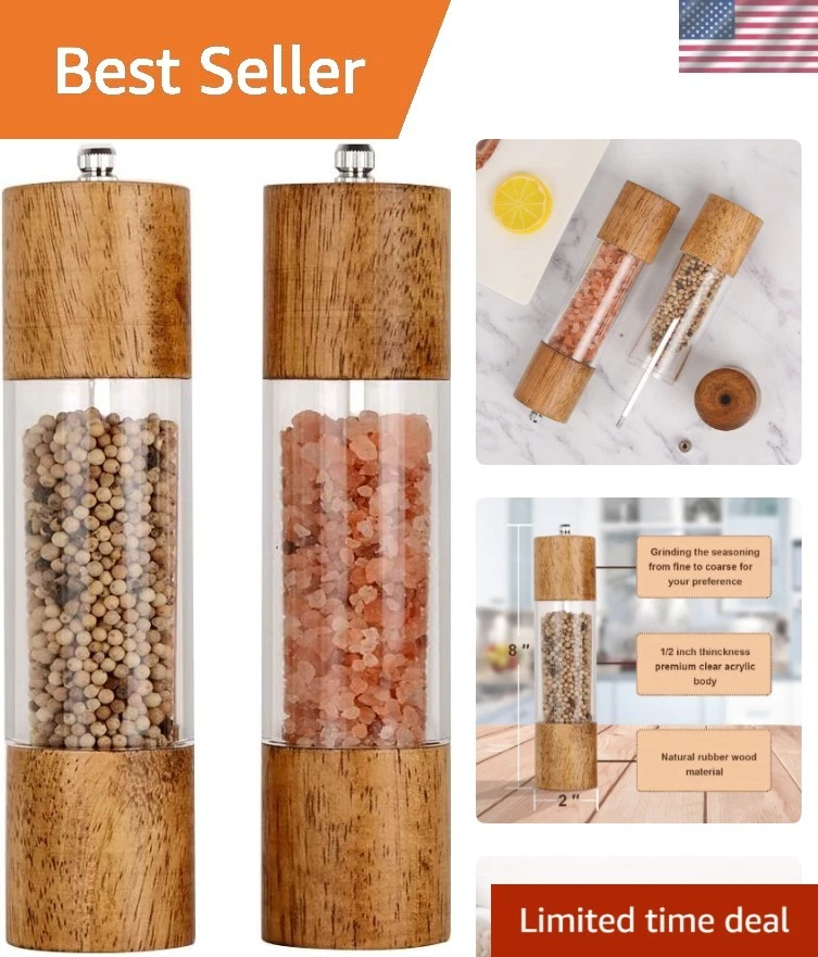 Acrylic Salt and Pepper Grinder Set, Manual Salt and Pepper Mills- Wooden Sha...
Opens in a new wind