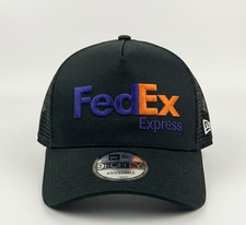 Trucker Hat FedEx Express Logo 2D Flat Embroidered Black Mesh Cap