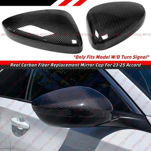 For 23-25 Honda Accord Real Carbon Fiber Side Mirror Cover Replacement W/O Light