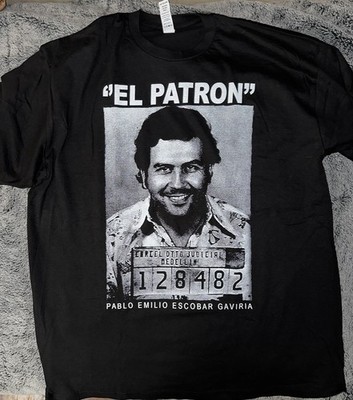 H&U Apparel El Patron Pablo Escobar Narcos Graphic T-Shirt Black Men's XL