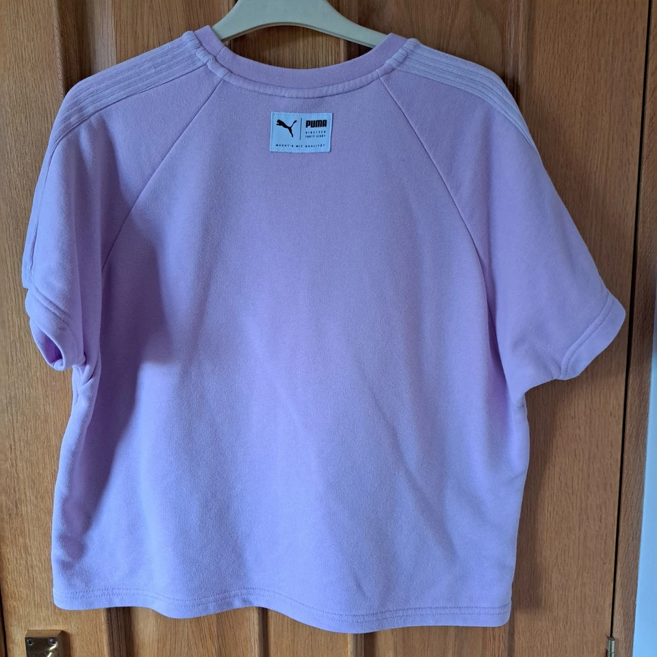 Sudadera deportiva Puma Crop Top vintage para mujer talla 12 US M rosa manga corta Foto 2 de 4