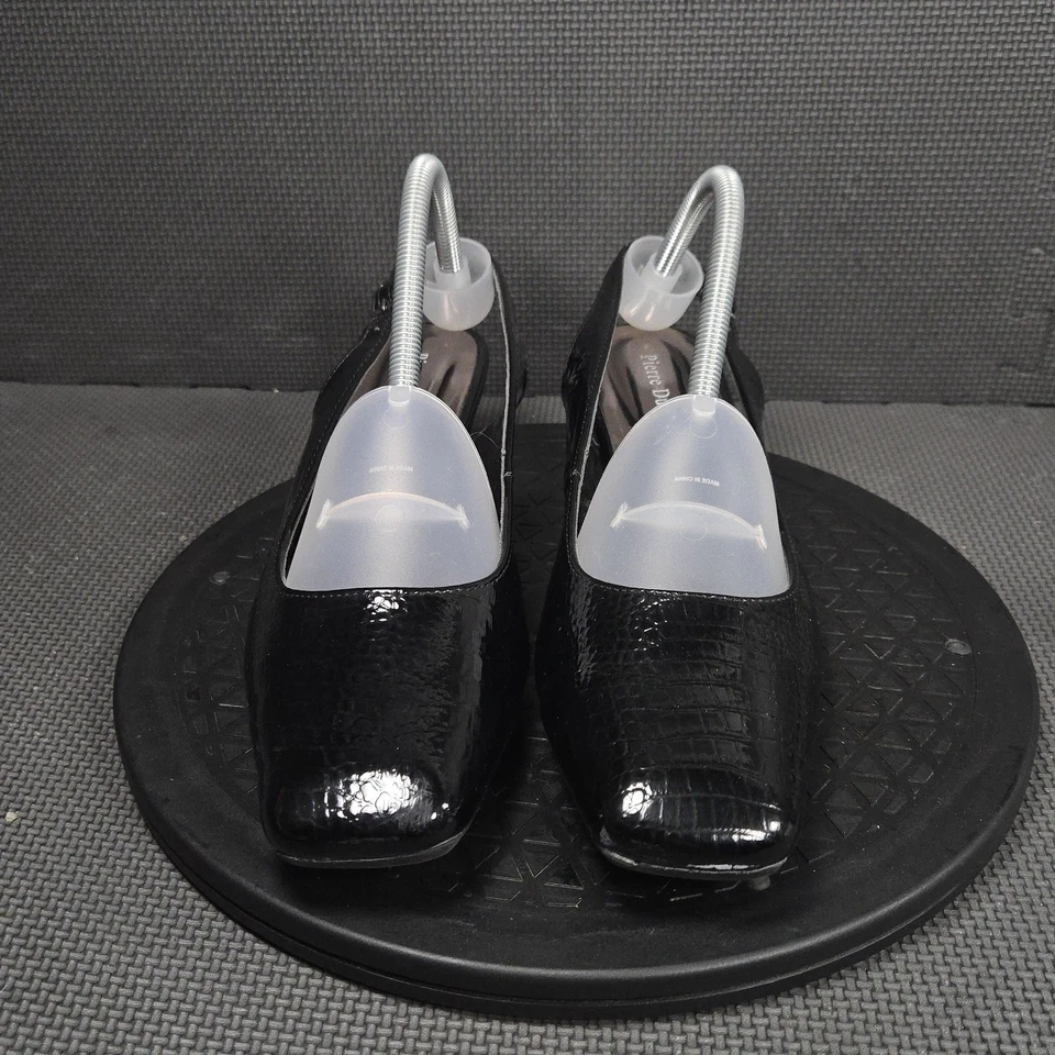 Zapatos Pierre Dumas para mujer talla 11 negros con cordones tacón bajo bloque cocodrilo en relieve Foto 2 de 4