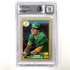 Jose Canseco signed 1987 Topps #620 card autograph ~ Beckett BAS 10 auto