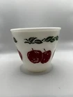 Vintage Hazel Atlas Milk Glass 5"X6" Mixing Bowl Red Apples Green Leaves 1950s