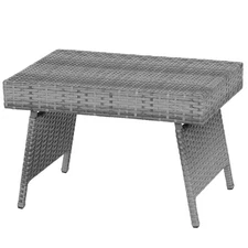 Folding Rattan Wicker Coffee Side Table Patio Garden Poolside Yard Mix Gray