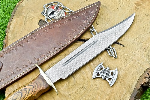 CUSTOM HANDMADE J2 STEEL BOWIE KNIFE, CAMPING HUNTING KNIFE W/SHEATH, SN-3785 - Picture 6 of 9