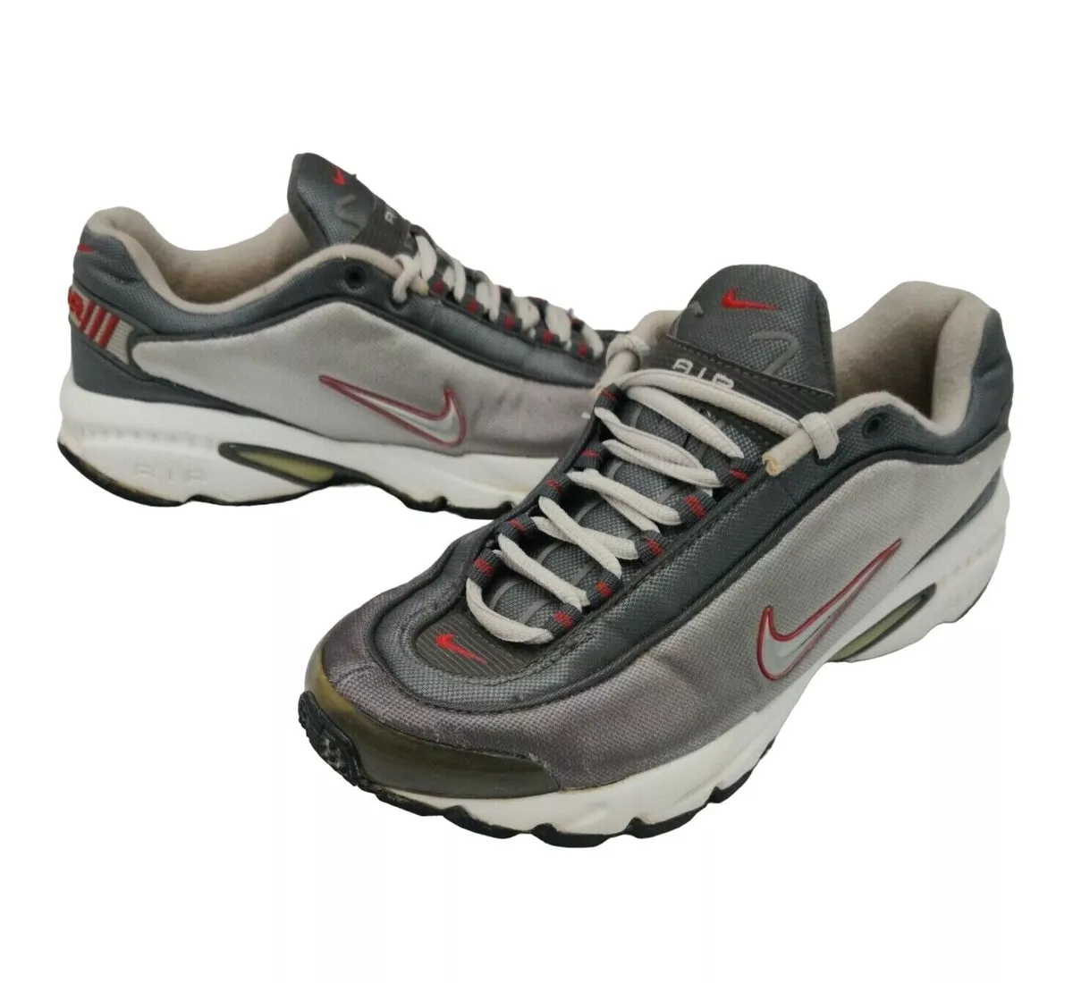 Nike Air BRS 1000 Vintage Silver Gray Red White Women Sz 8 Shoes Sneakers 302305
