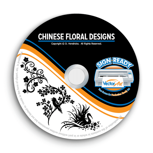 CHINESISCHE BLUMEN CLIPART BILDER - VEKTOR CLIP ART - VINYL SCHNEIDER PLOTTER GRAFIK CD - Bild 1 von 5