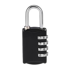4 Digit Combination Padlock, 4mm Shackle, Zinc Alloy Lock, Black