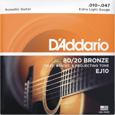 D'Addario EJ 80/20 Bronze Akustikgitarrensaiten - Auswahl aus 6 Messgeräten