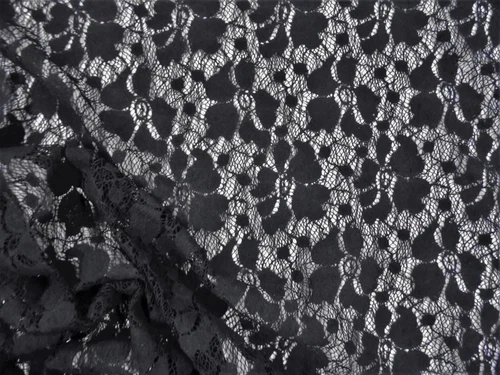 Embroidered Stretch Lace Apparel Fabric Sheer Black Floral EE204 - product listing photo