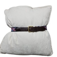 Vineyard Vines Plaid Belt Leather Accent Preppy Casual Size 32