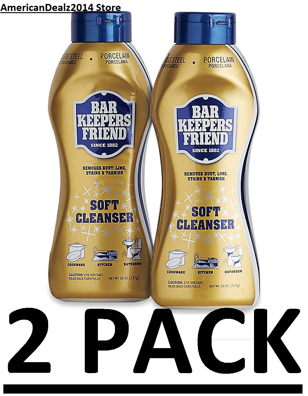 2 PACK Bar Keepers Friend Soft Cleanser, 26 Ounce MultiSurface
