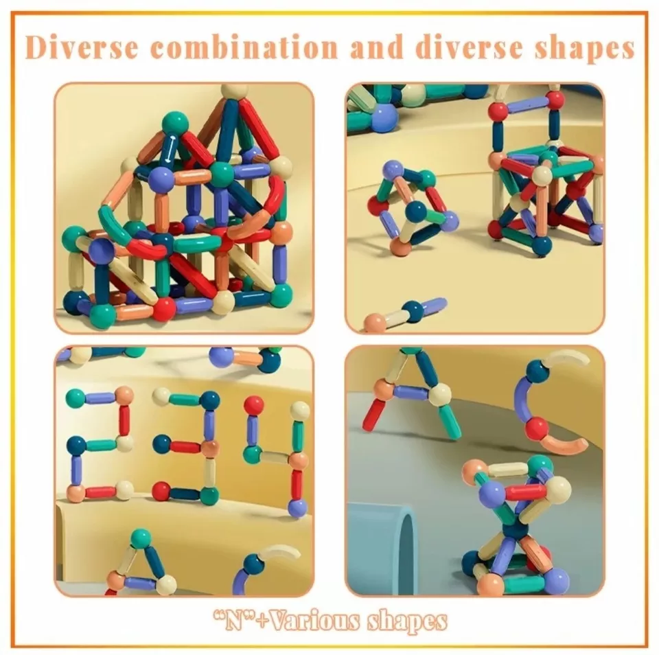 Kids Toy Magnetic Stick Balls 3D Geometry Toy Building Blocks Toy 108pcs  - Image 2 of 4