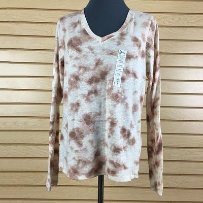 NWT Sonoma T-Shirt Women S Pink Tie Dye Cotton Stretch Long Sleeve Pullover