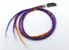 Orange purple feather hair extension clip in