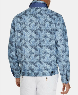 Tallia Sport Men’s Blue Leaf Trucker Jacket Cotton Stretch NWT Size XL MSRP  $148