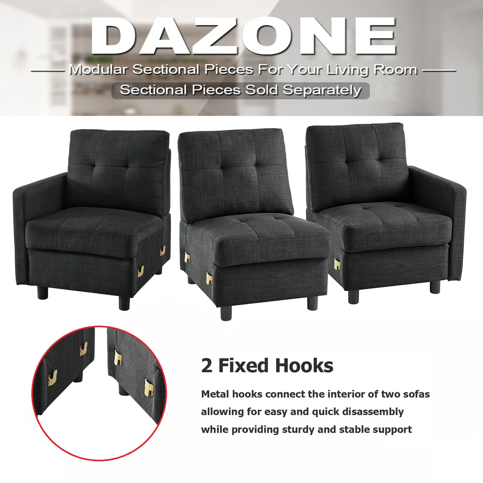 Conjunto de Sofá Seccional Modular - Sofá Estofado de Tecido Moderno para Sala de Estar - Imagem 2 de 4