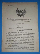 Decree Kingdom of Italy - Adds some streets to the list of Cagliari - 1885