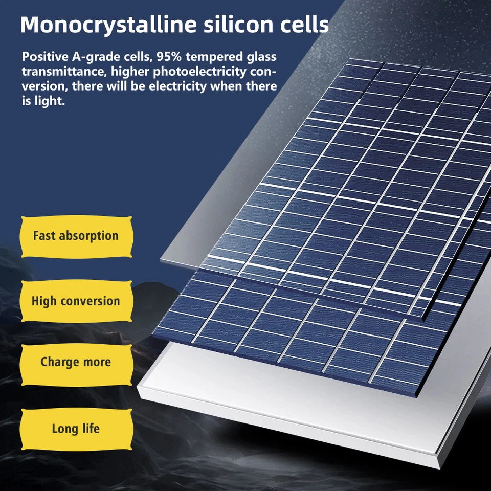 100 Вт 200 Вт 400 Вт 600 Вт 12 В монокристаллическая солнечная панель дома RV кемпинг вне сети - Изображение 4 из 4