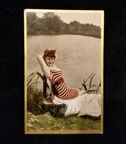 Antique Postcards Printed In Germany Set Of 5 Babes In Bathing Suits UNUSED - Picture 5 of 12