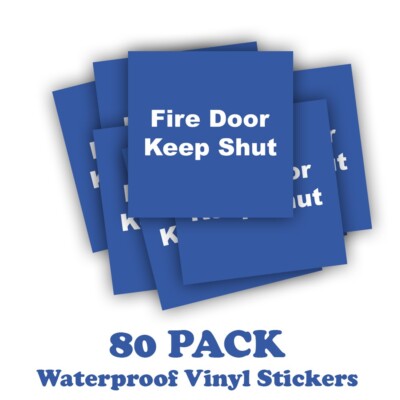 Brandschutztür Keep Shut - 80er Pack - Wasserdichte Vinyl Schild Aufkleber - 100 mm x 100 mm